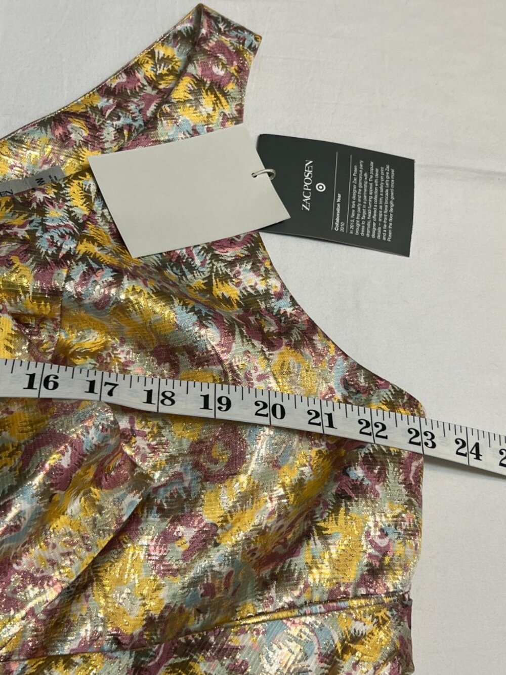 Zac Posen Target Metallic Brocade Cocktail Dress Size 20W Gold Pink Party Plus - Picture 8 of 11